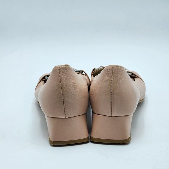 Napoleoni Italian Leather Pointed Nude Block Heels Size 37 - Picture 6 of 8